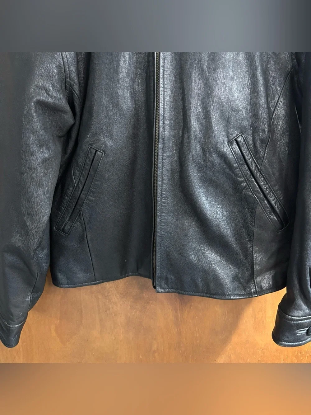 J. Crew Vintage Men's Black 100% Leather Bomber Jacket 90s Mcbling Grunge Preppy